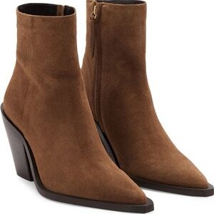 MANGO pointed toe Brown Suede leather Ankle Boots